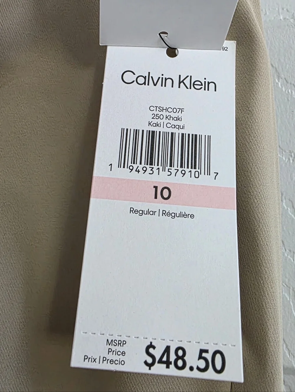 Calvin Klein X Slim Fit Suit Pants Khaki Tan Boys Size 10 Regular NWT